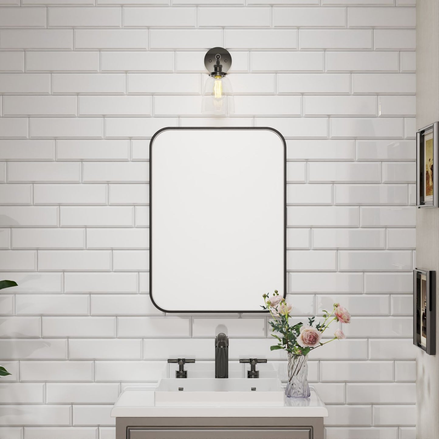 Waterpar® 30 in. W x 22 in. H Rectangular Aluminum Framed Wall Bathroom Vanity Mirror