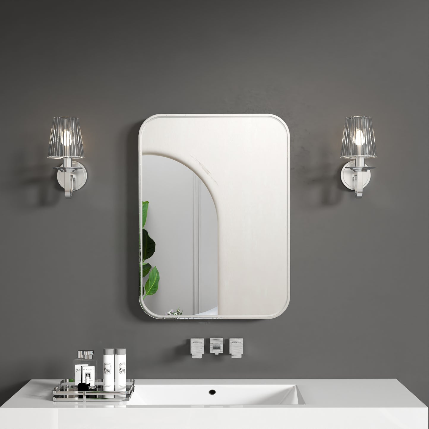 Waterpar® 30 in. W x 22 in. H Rectangular Aluminum Framed Wall Bathroom Vanity Mirror