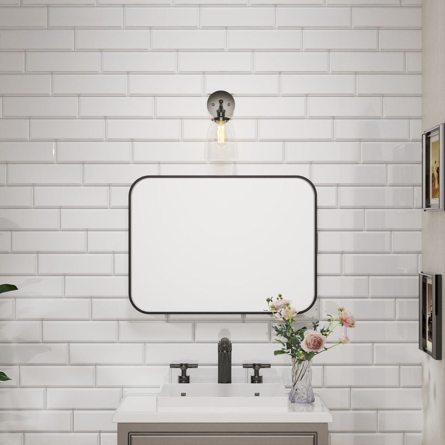 Waterpar® 30 in. W x 22 in. H Rectangular Aluminum Framed Wall Bathroom Vanity Mirror