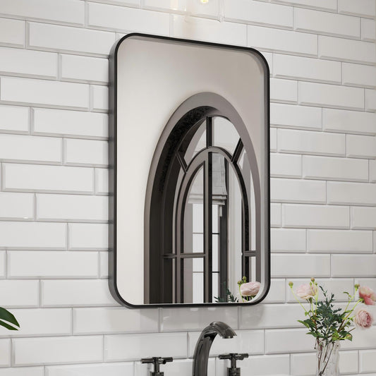 Waterpar® 36 in. W x 30 in. H Rectangular Aluminum Framed Wall Bathroom Vanity Mirror