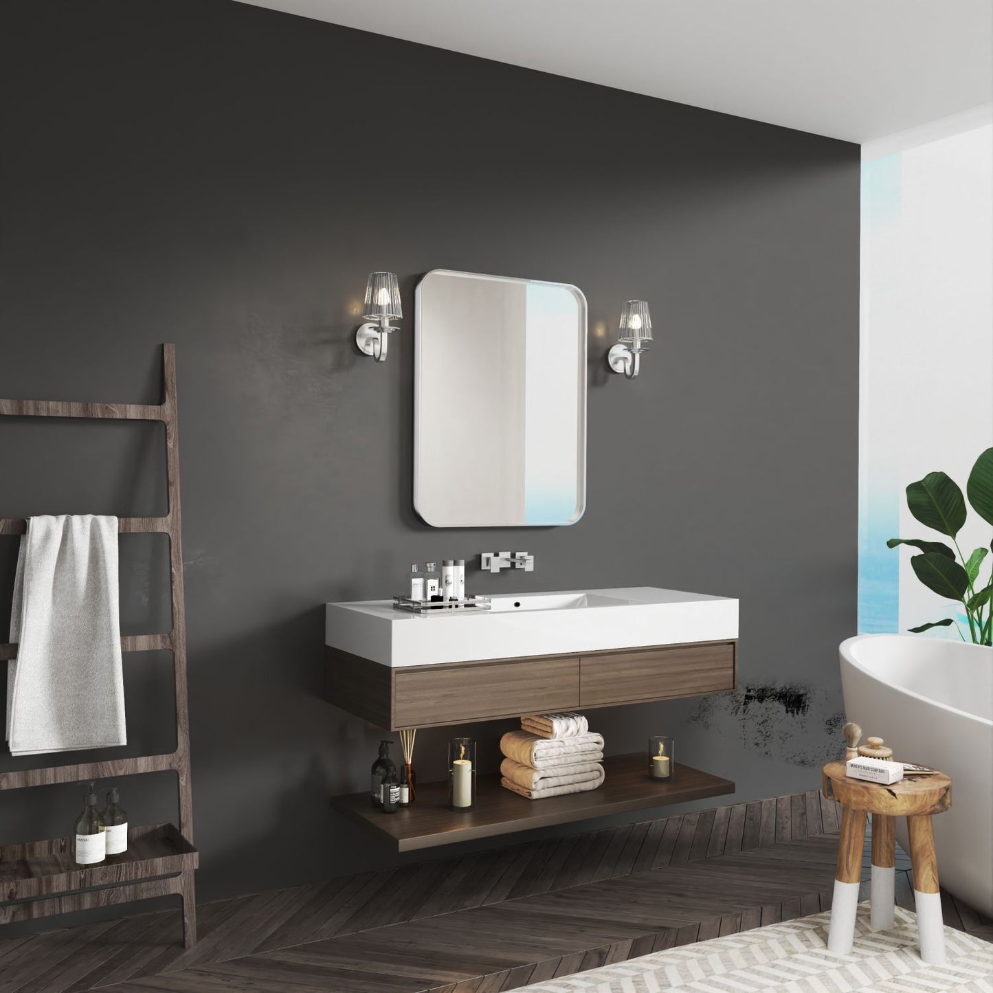 Waterpar® 28 in. W x 36 in. H Rectangular Aluminum Framed Wall Bathroom Vanity Mirror