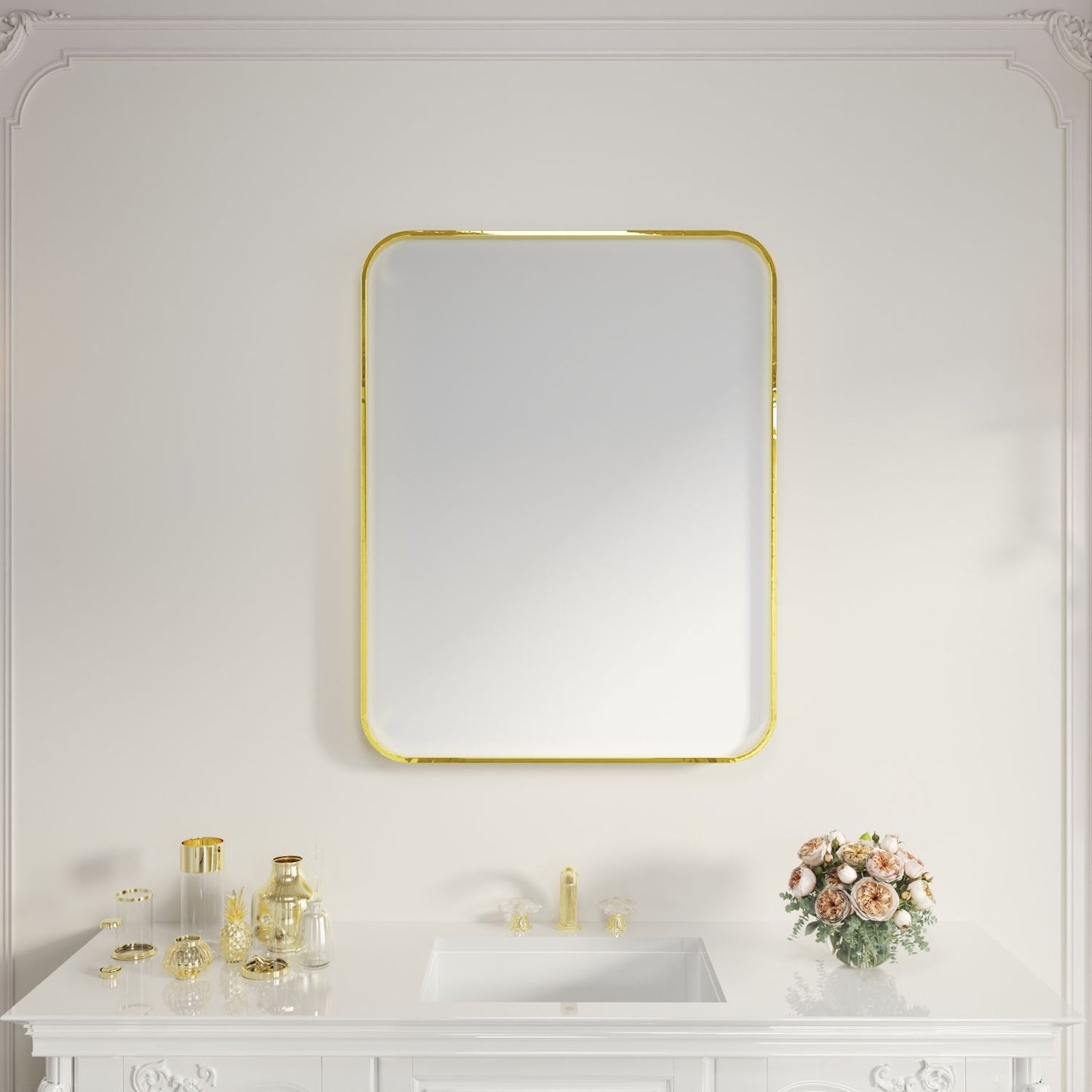 Waterpar® 28 in. W x 36 in. H Rectangular Aluminum Framed Wall Bathroom Vanity Mirror