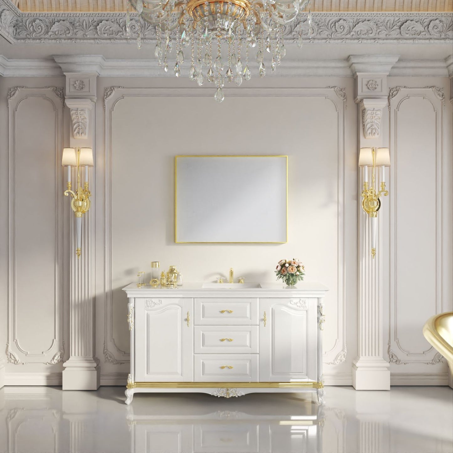 Waterpar® 28 in. W x 36 in. H Rectangular Aluminum Framed Wall Bathroom Vanity Mirror