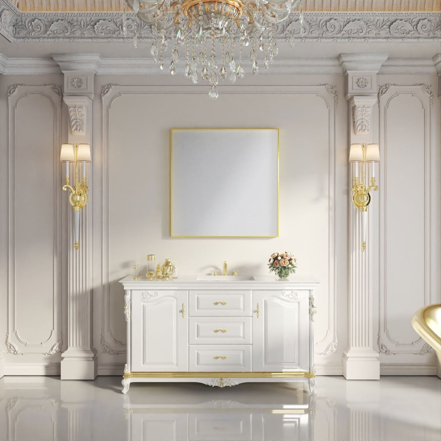 Waterpar®  36 in. W x 36 in. H Rectangular Aluminum Framed Wall Bathroom Vanity Mirror