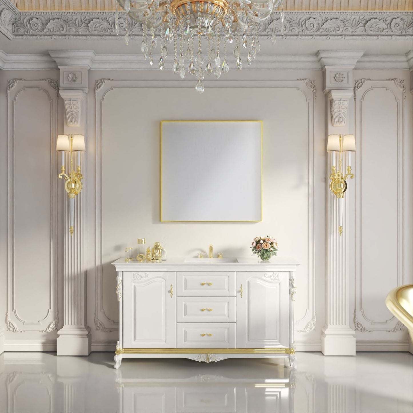 Waterpar®  36 in. W x 36 in. H Rectangular Aluminum Framed Wall Bathroom Vanity Mirror