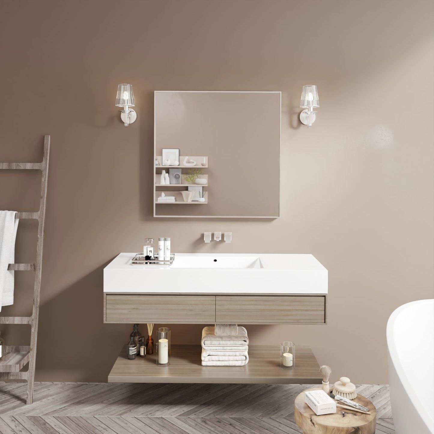 Waterpar®  36 in. W x 36 in. H Rectangular Aluminum Framed Wall Bathroom Vanity Mirror