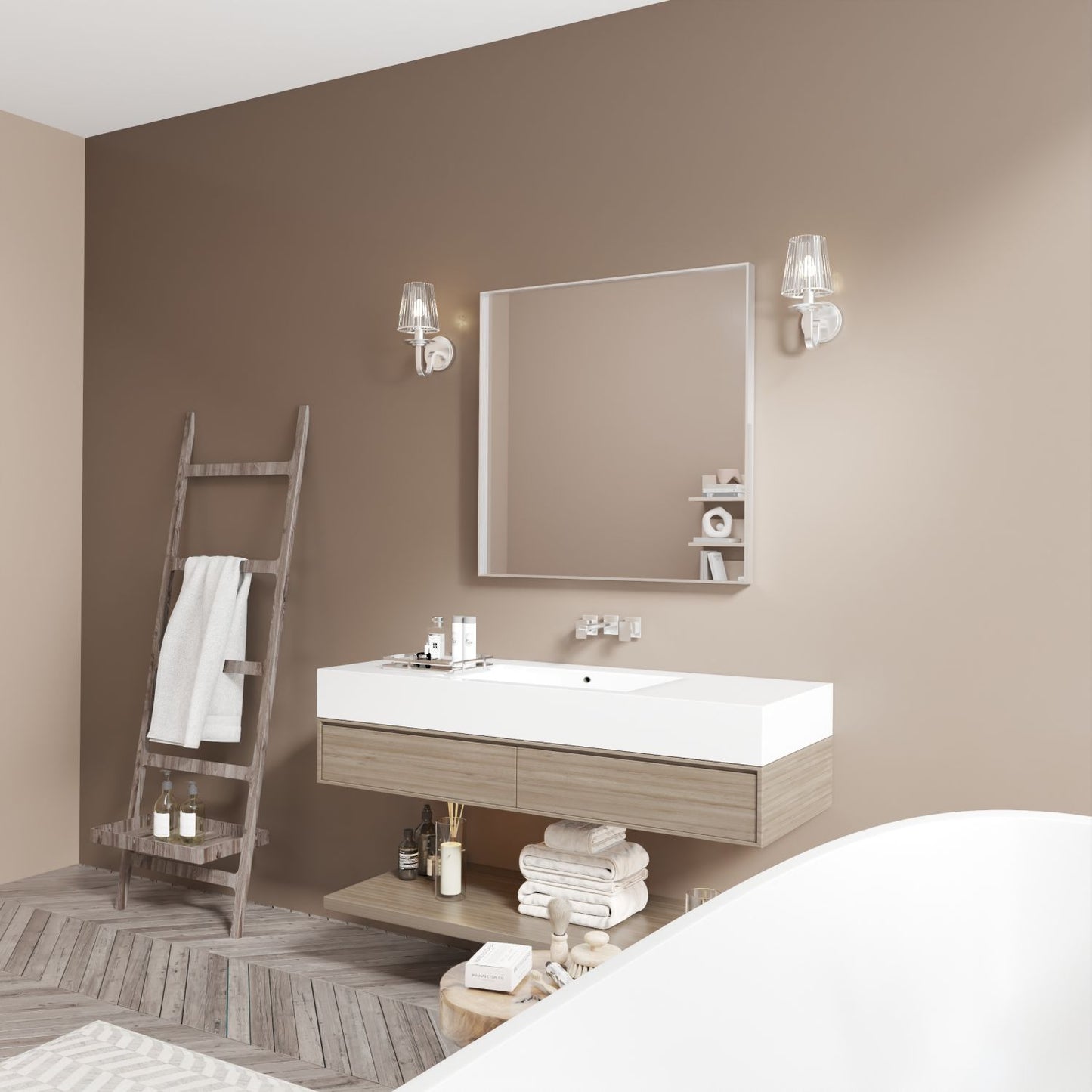 Waterpar®  36 in. W x 36 in. H Rectangular Aluminum Framed Wall Bathroom Vanity Mirror