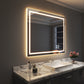 Waterpar® 48 in. W x 40 in. H Rectangular Frameless Wall Bathroom Vanity Mirror with Backlit and Front Light