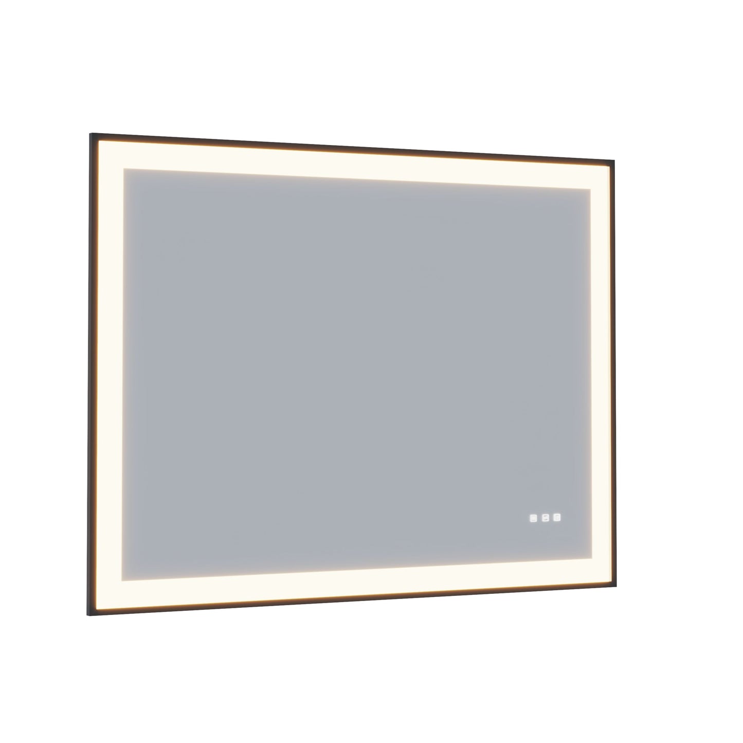 Waterpar® 36 in. W x 36 in. H Rectangular Framed Anti-Fog LED Wall Bathroom Vanity Mirror in Black with Backlit and Front Light