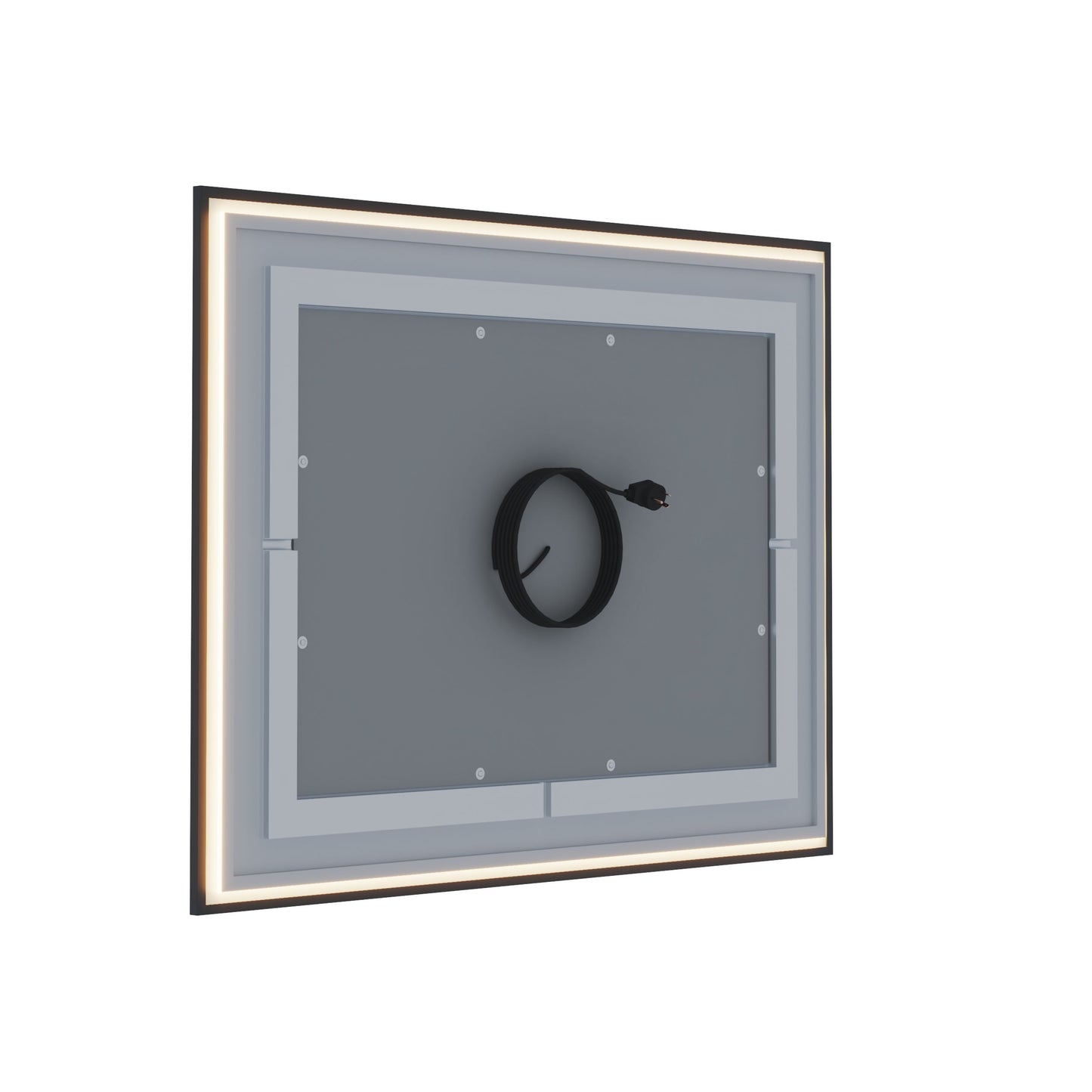 Waterpar® 36 in. W x 36 in. H Rectangular Framed Anti-Fog LED Wall Bathroom Vanity Mirror in Black with Backlit and Front Light