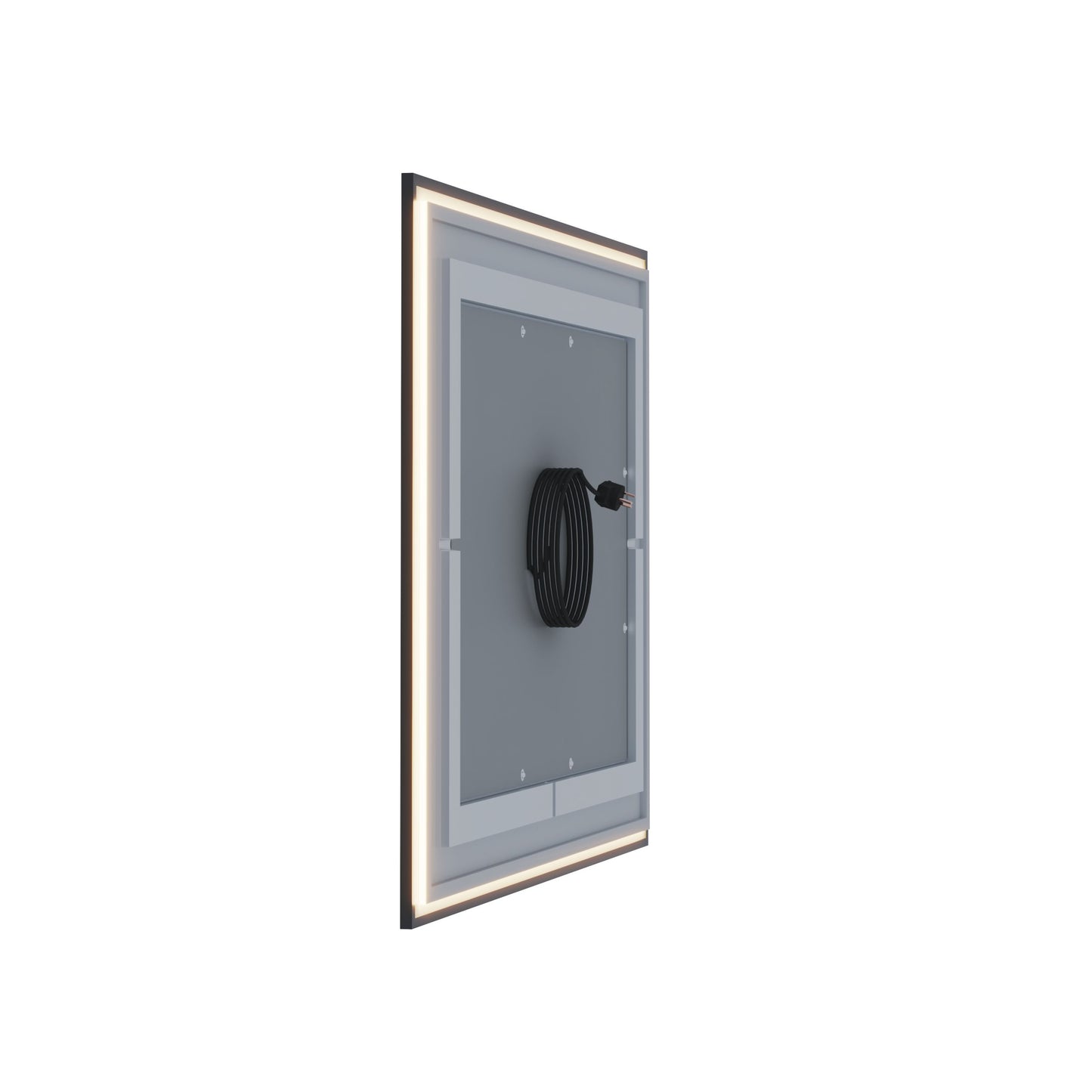 Waterpar® 36 in. W x 36 in. H Rectangular Framed Anti-Fog LED Wall Bathroom Vanity Mirror in Black with Backlit and Front Light