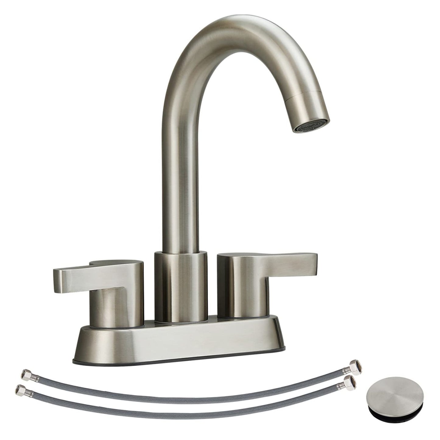 Waterpar® 4 in. Centerset Double Handle Bathroom Faucet with Supply Hose and Pop-up Drain