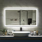 Waterpar® 55 in. W x 30 in. H Rectangular Framed Anti-Fog LED Wall Bathroom Vanity Mirror in Black with Backlit and Front Light