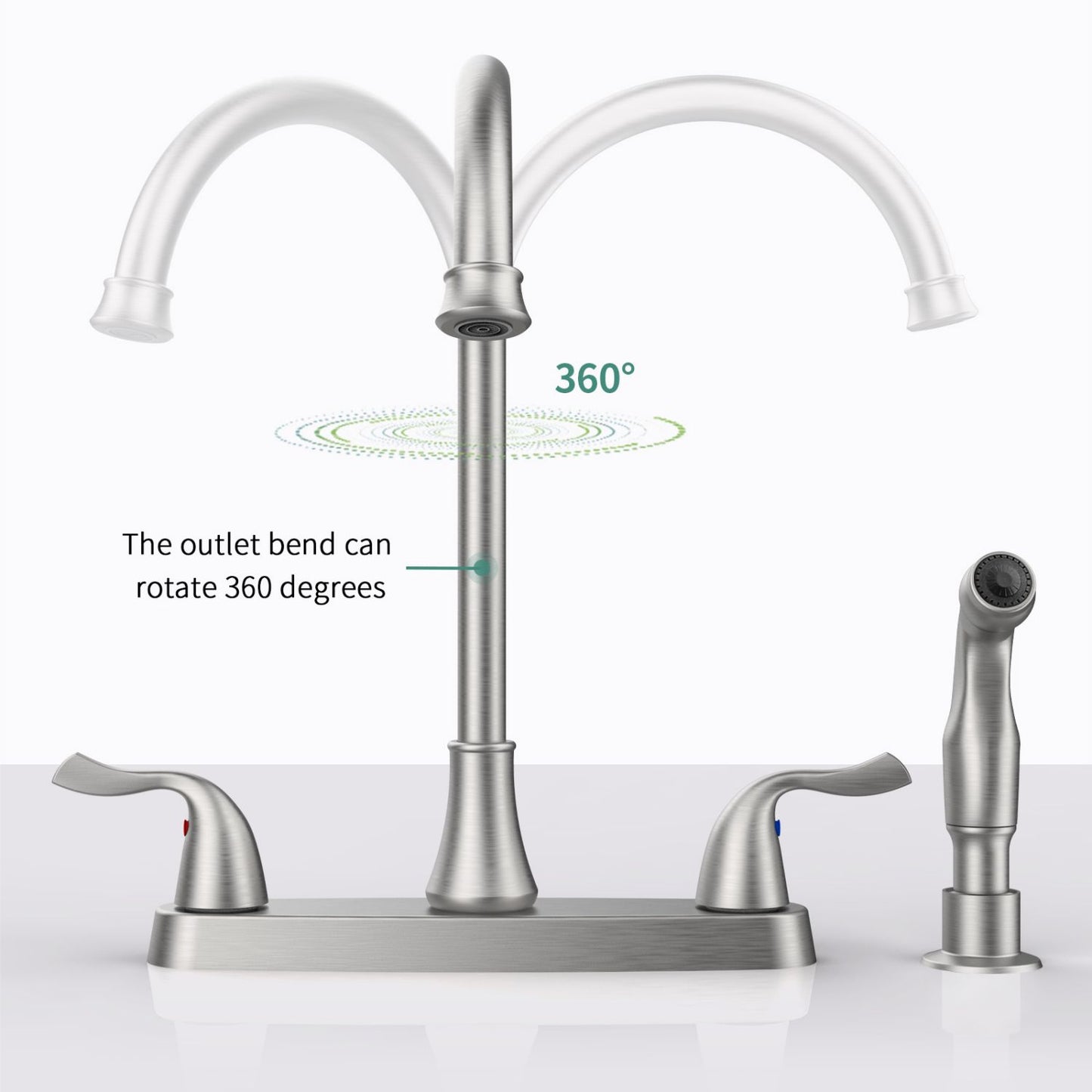 Waterpar® 2-Handle Kitchen Faucet with Pull Out Spray Wand in Brushed Nickel