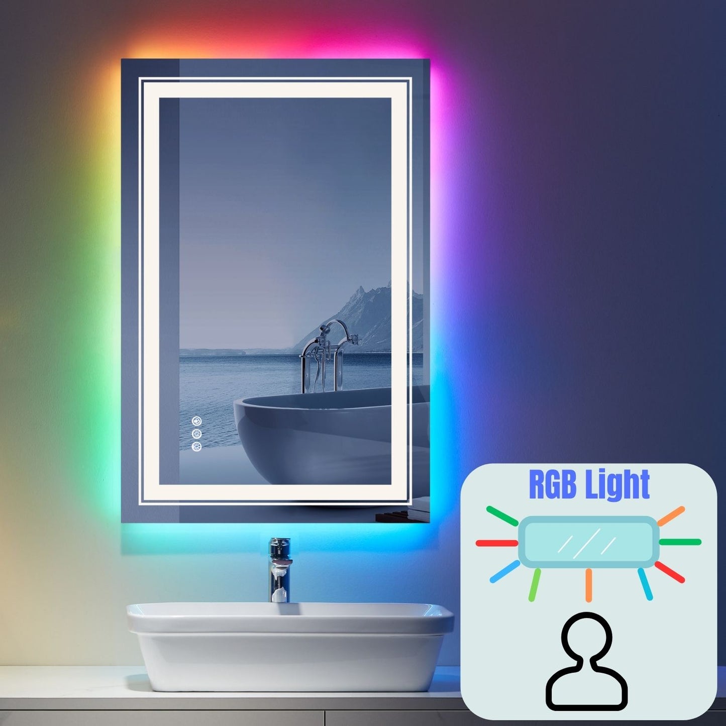 98 in. W x 48 in. H Customized LED Rectangular Frameless Anti-Fog Bathroom Mirror Front & Backlit Light (8-12 weeks)