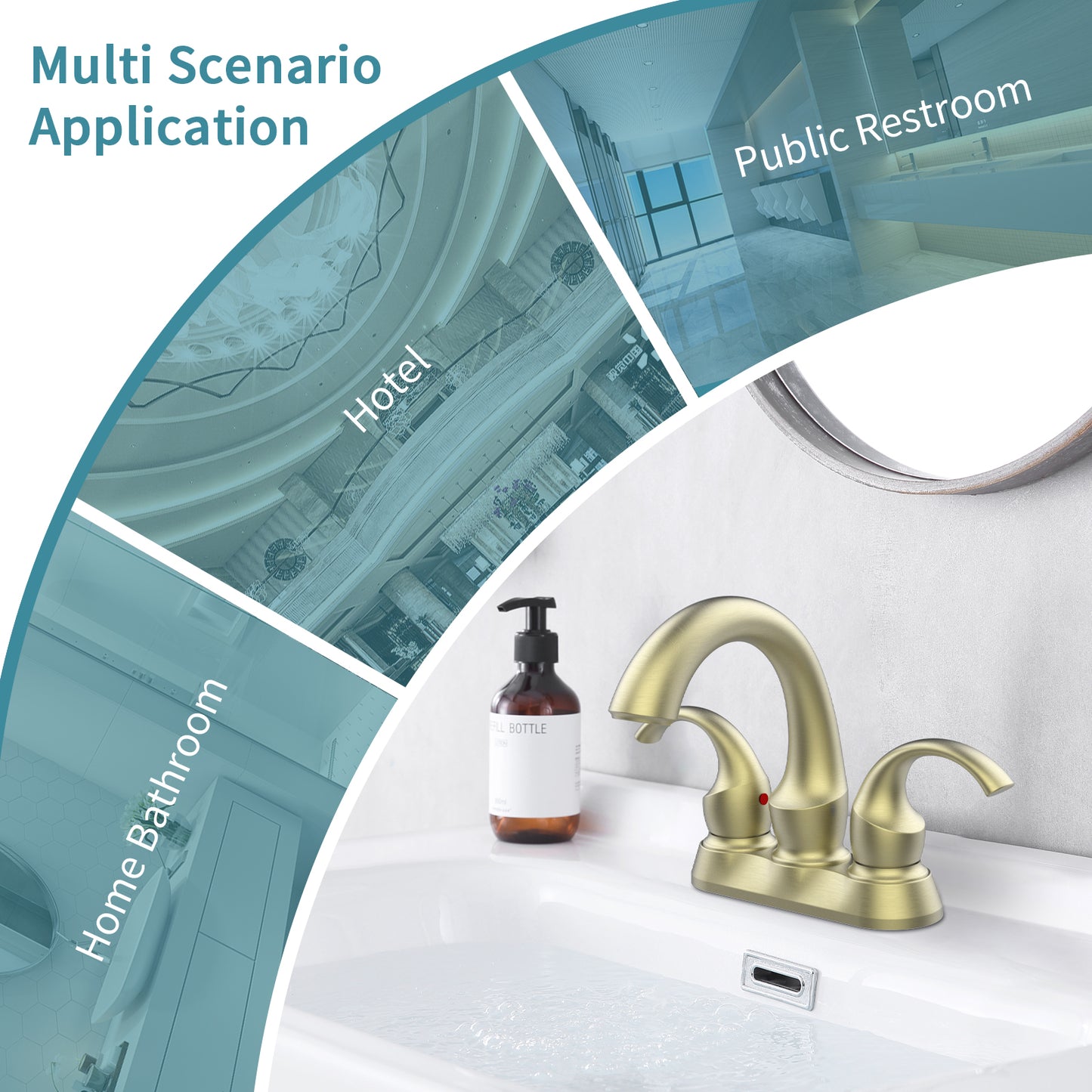 Waterpar® 4 in. Centerset 2-Handle Bathroom Faucet with Pop-Up Drain and Supply Hoses