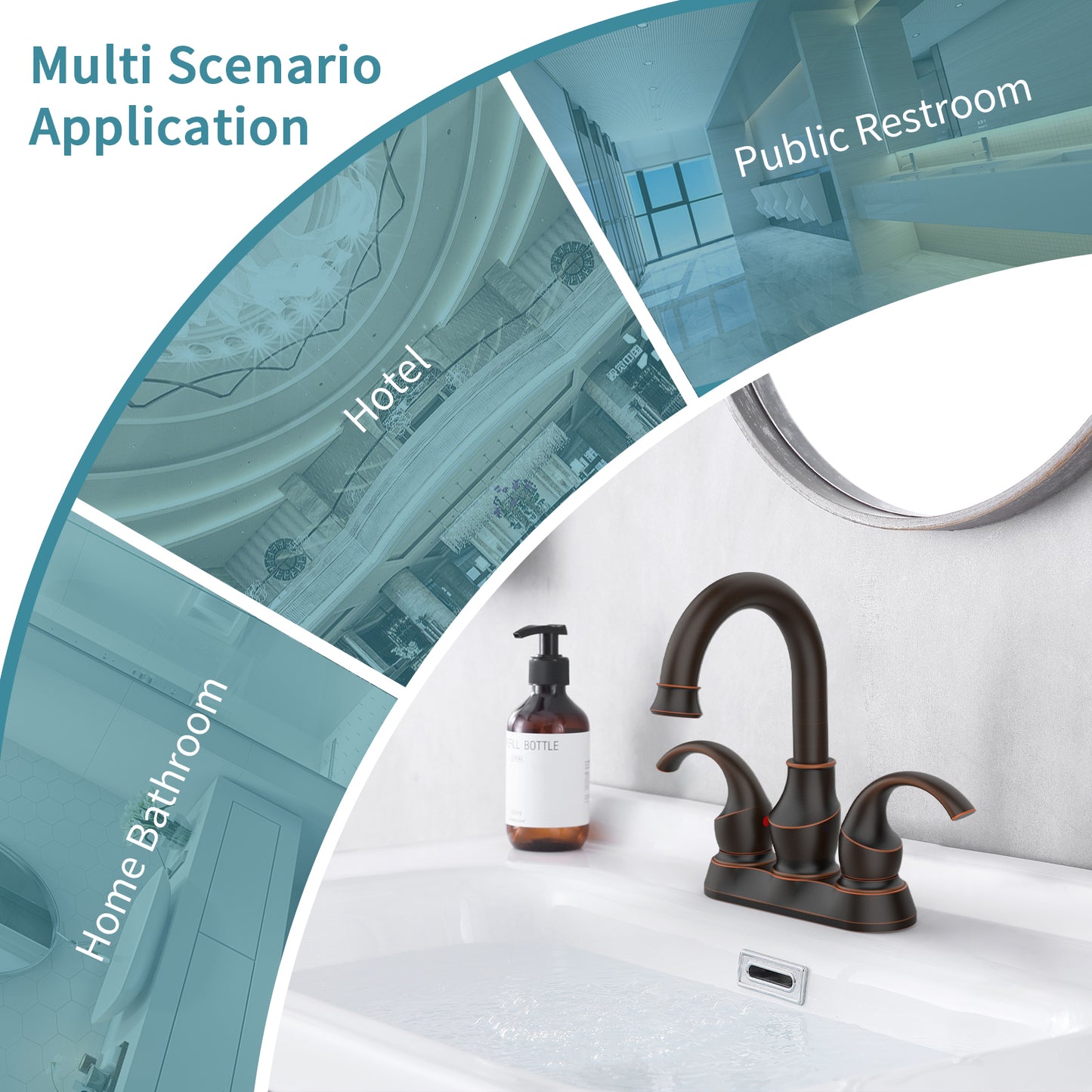 Waterpar® 4 in. Centerset Double Handle Bathroom Faucet with Pop-Up Drain and Supply Hoses