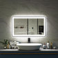Waterpar®  40 in. W x 24 in. H Rectangular Framed Anti-Fog LED Wall Bathroom Vanity Mirror in Black with Backlit and Front Light