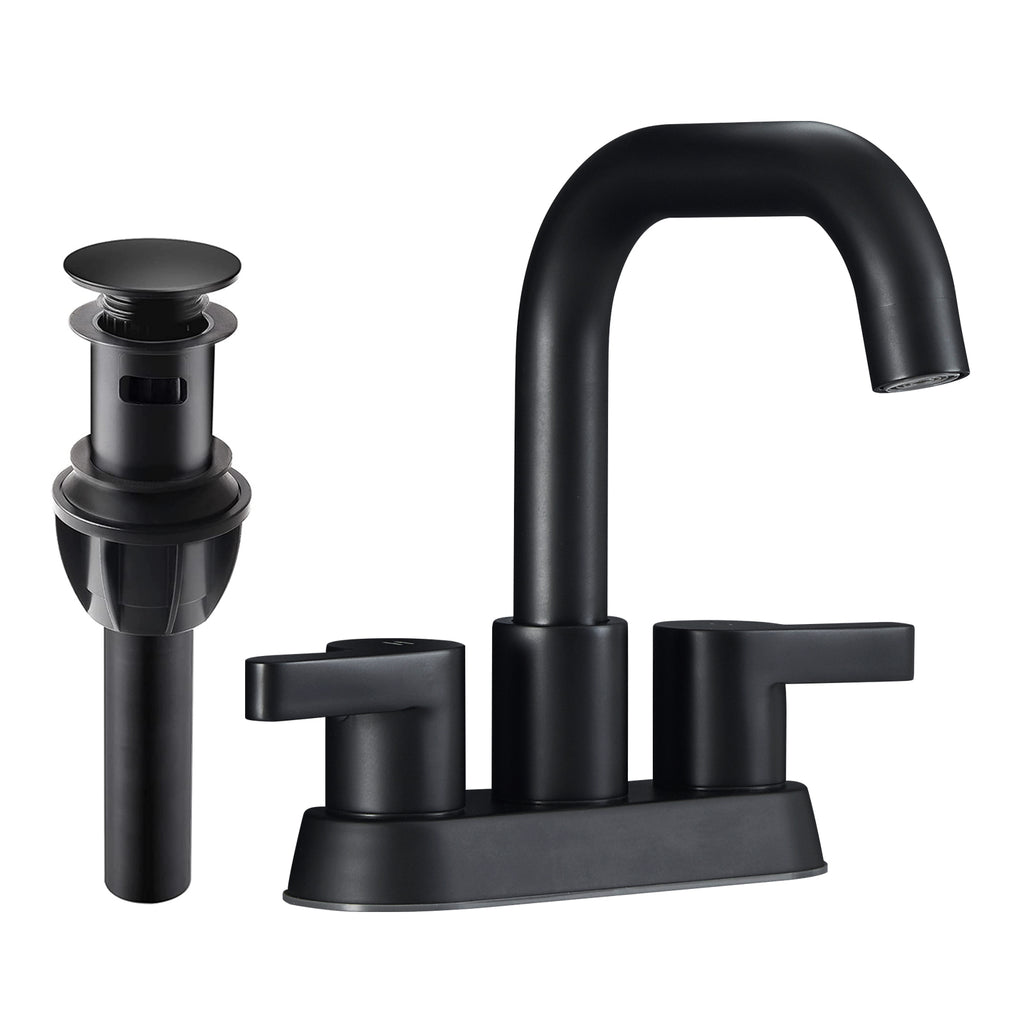 Waterpar® 4 in. Centerset Double Handle Bathroom Faucet with Pop-up Drain and ‎Supply Hose