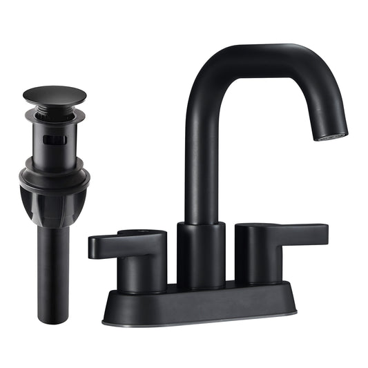 Waterpar® 4 in. Centerset Double Handle Bathroom Faucet with Pop-up Drain and ‎Supply Hose