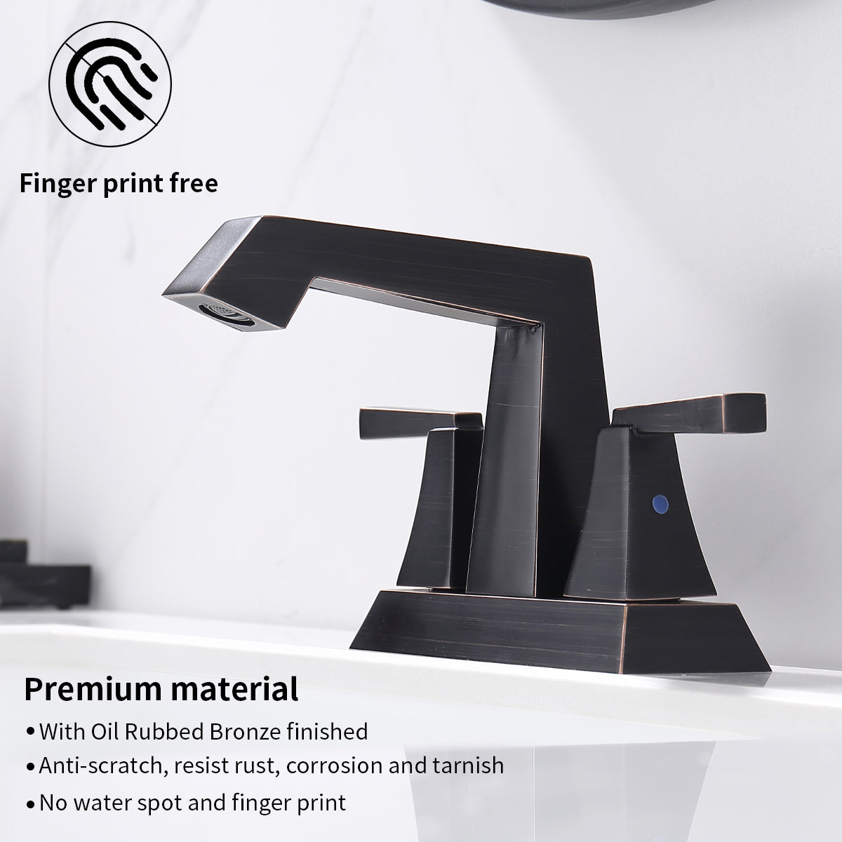 Waterpar®  4 in. Centerset Double Handle Bathroom Faucet with Pop-up Drain and ‎Supply Hoses