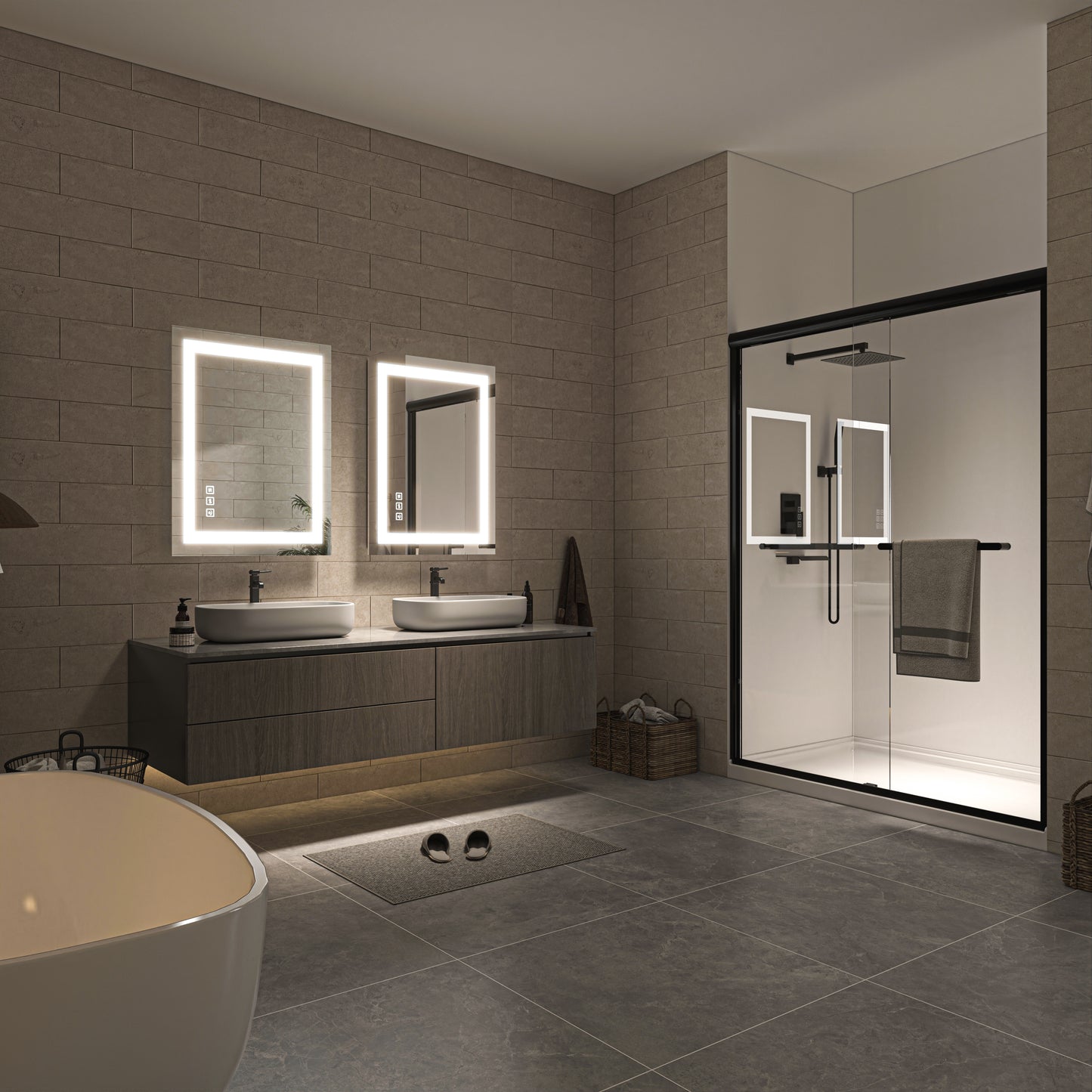 Waterpar® 32 in. W x 24 in. H LED Rectangular Frameless Anti-Fog Bathroom Mirror Front Light