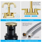 Waterpar® 4 in. Centerset Double Handle Bathroom Faucet with Pop-up Drain and ‎Supply Hose