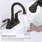 Waterpar®  4 in. Centerset Double Handle High Arc Bathroom Faucet with Pop-up Drain and ‎Supply Hoses