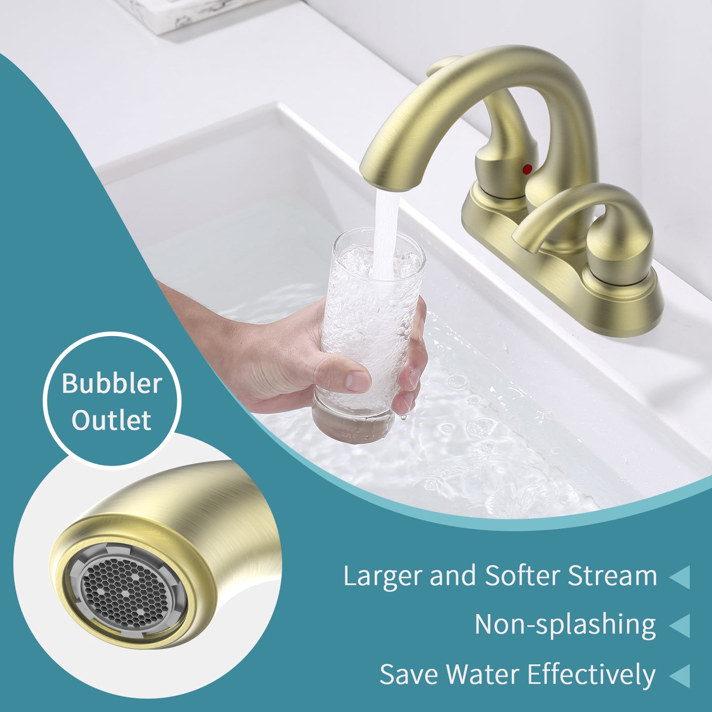 Waterpar® 4 in. Centerset 2-Handle Bathroom Faucet with Pop-Up Drain and Supply Hoses