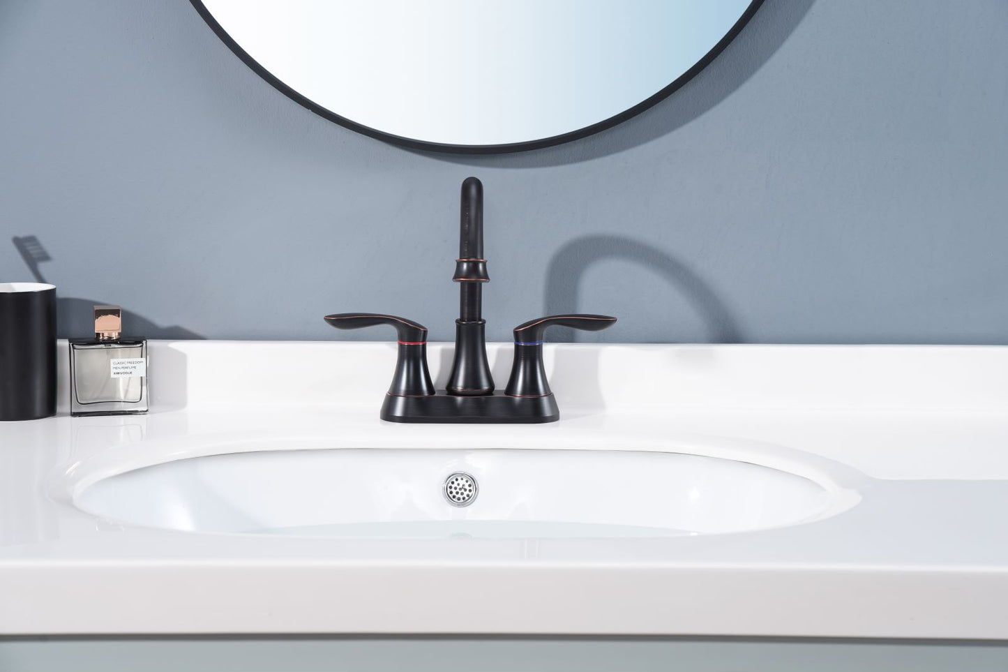 Waterpar®  4 in. Centerset Double Handle High Arc Bathroom Faucet with Pop-up Drain and ‎Supply Hoses
