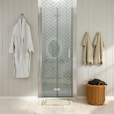 Waterpar® Bi-Fold Minimalist Semi Frameless Shower Door in Brushed Nickel with Clear Glass