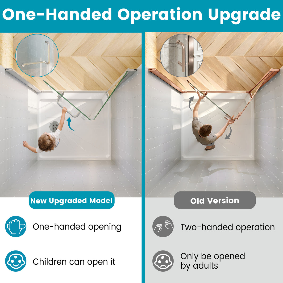 Waterpar® Bi-Fold Minimalist Semi Frameless Shower Door in Brushed Nickel with Clear Glass