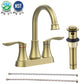 Waterpar®  4 in. Centerset Double Handle High Arc Bathroom Faucet with Pop-up Drain and ‎Supply Hoses
