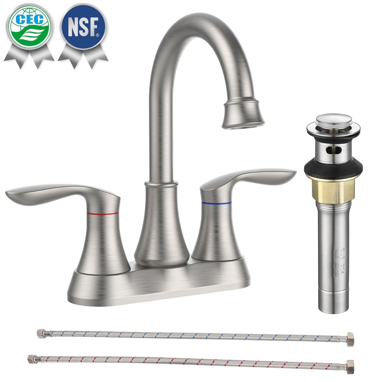 Waterpar®  4 in. Centerset Double Handle High Arc Bathroom Faucet