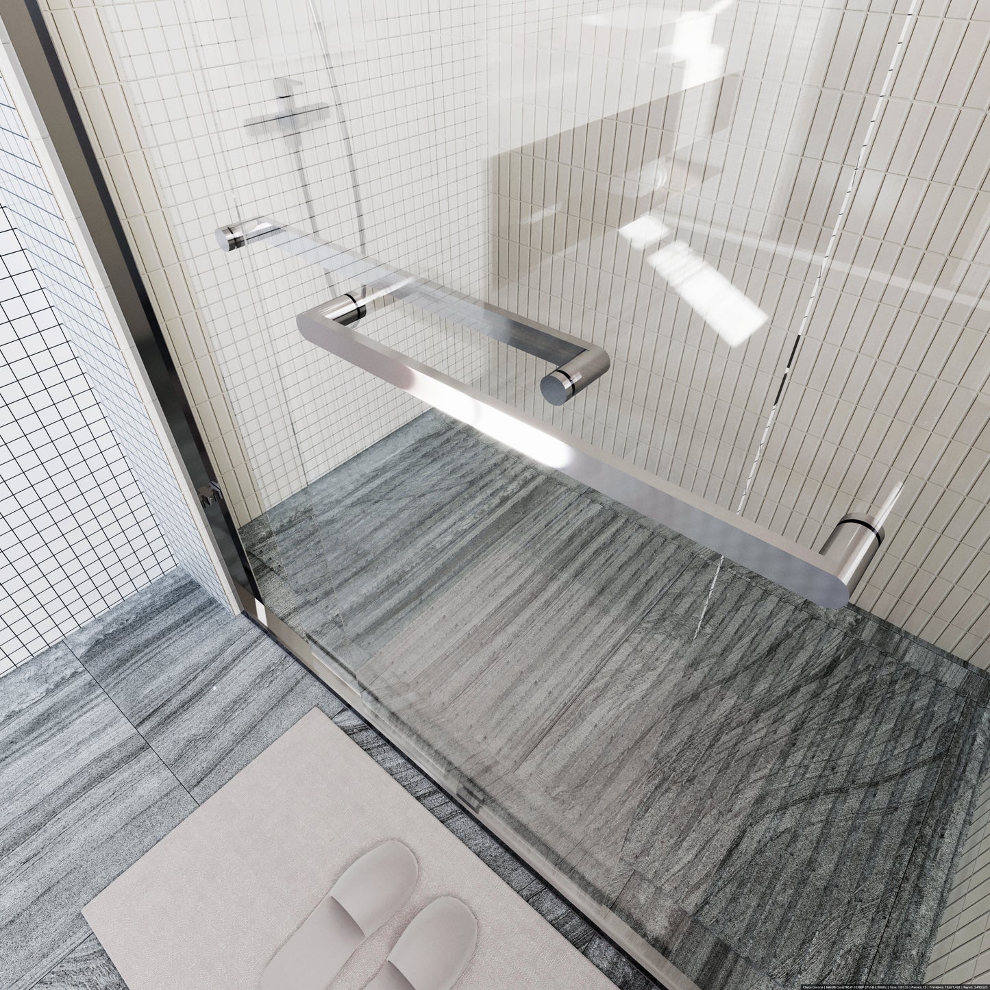 Waterpar® 56-60 in. W x 72 in. H Sliding Semi-Frameless Shower Door with Double Towel Bars