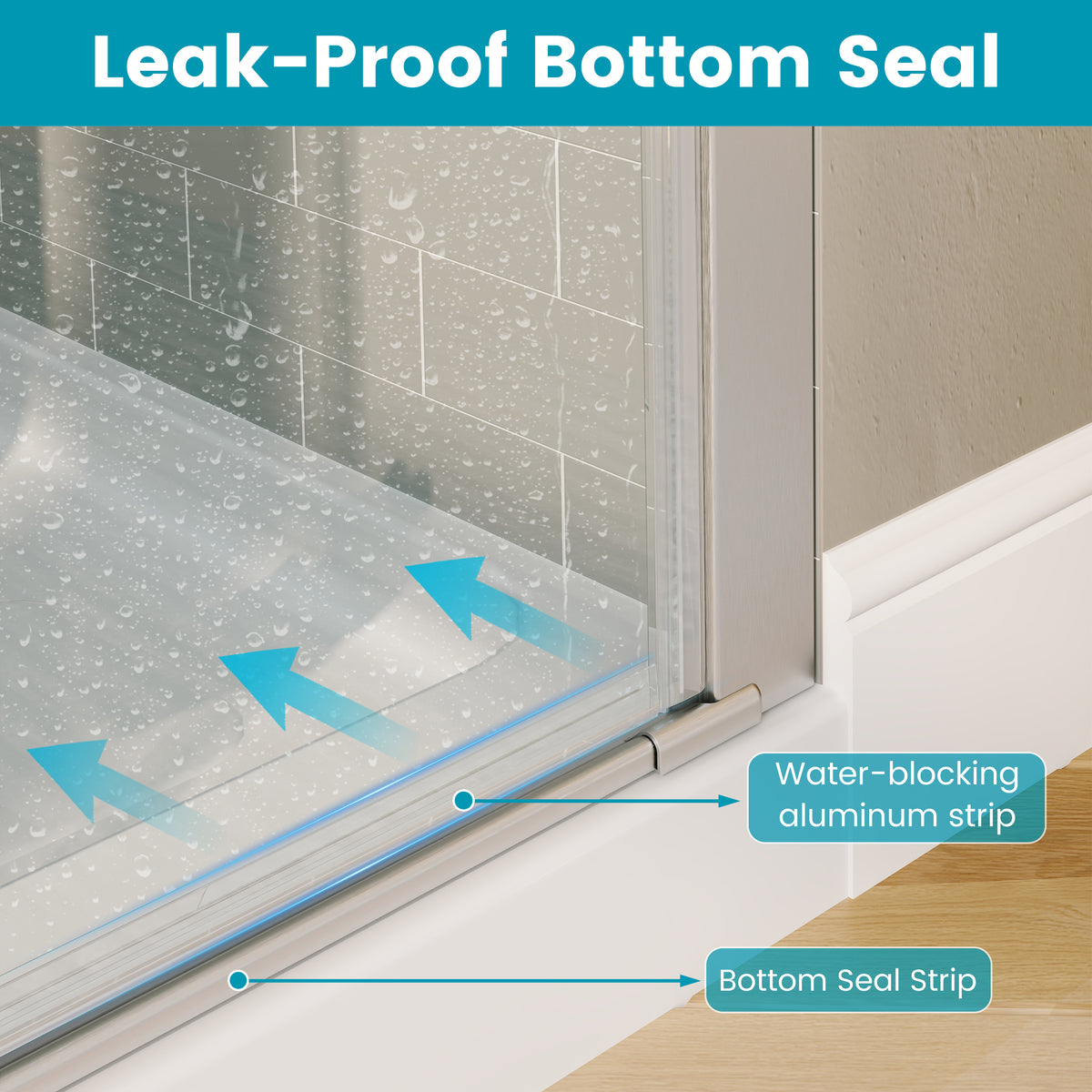 Waterpar® Bi-Fold Minimalist Semi Frameless Shower Door in Brushed Nickel with Clear Glass