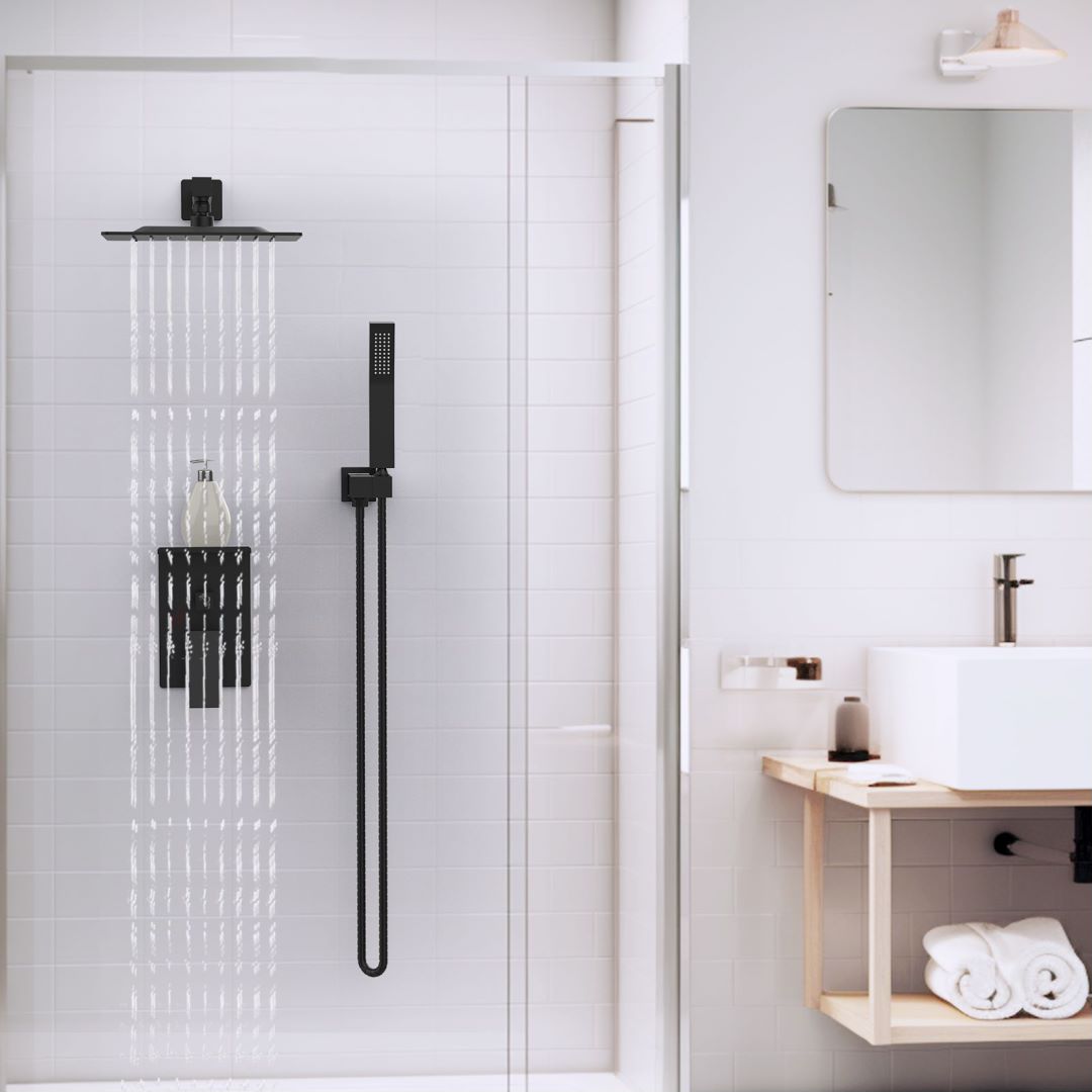 Waterpar®  Wall Mount Fixed and Handheld Shower Head with Storage Rack
