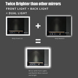 Waterpar® 36 in. W x 36 in. H Rectangular Framed Anti-Fog LED Wall Bathroom Vanity Mirror in Black with Backlit and Front Light
