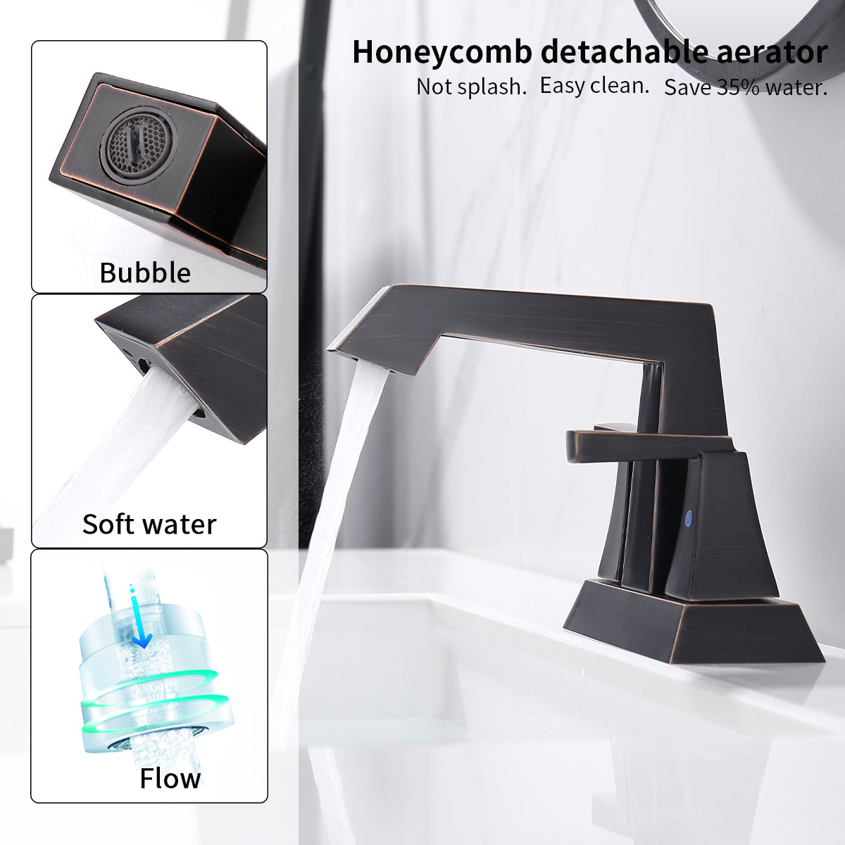 Waterpar®  4 in. Centerset Double Handle Bathroom Faucet with Pop-up Drain and ‎Supply Hoses