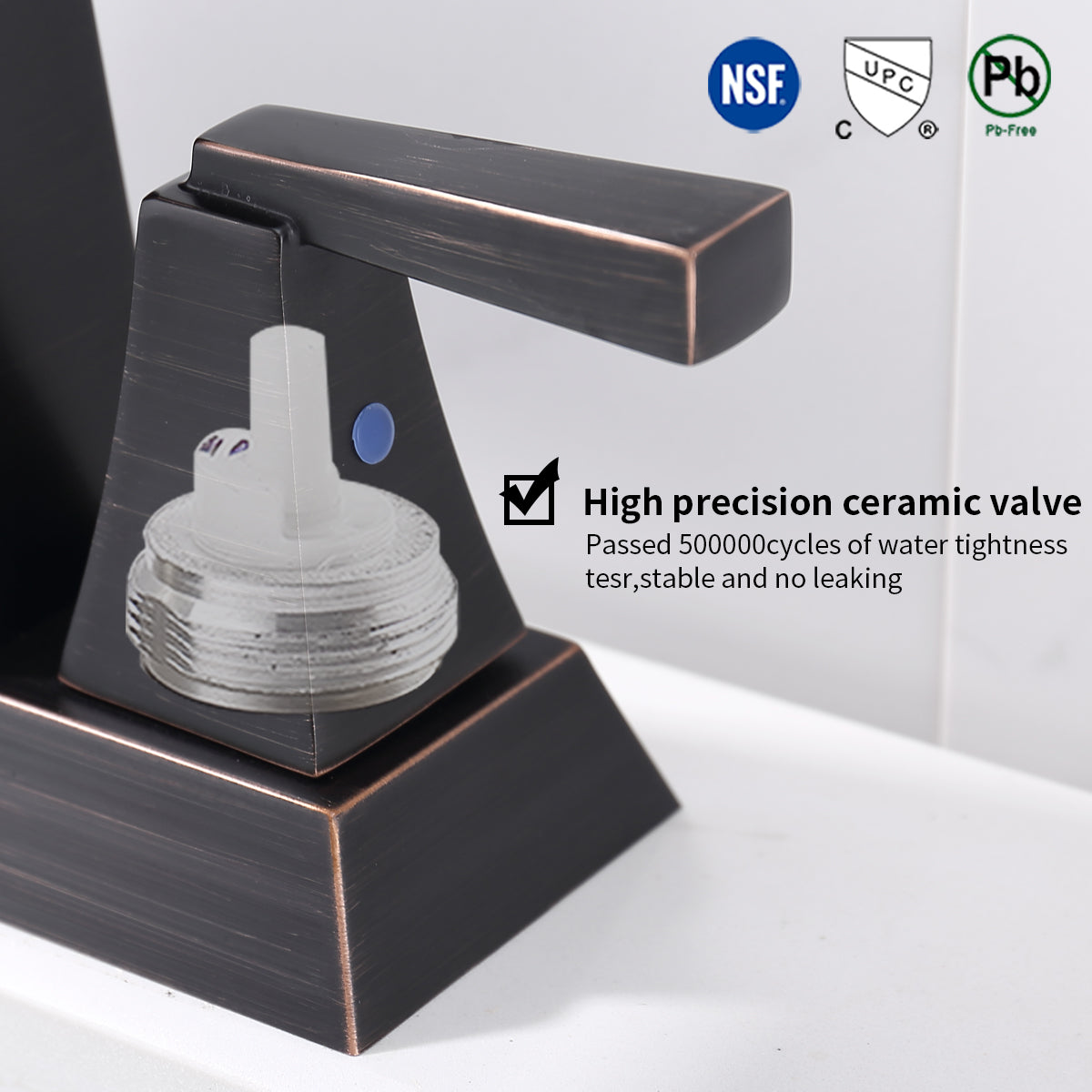 Waterpar®  4 in. Centerset Double Handle Bathroom Faucet with Pop-up Drain and ‎Supply Hoses
