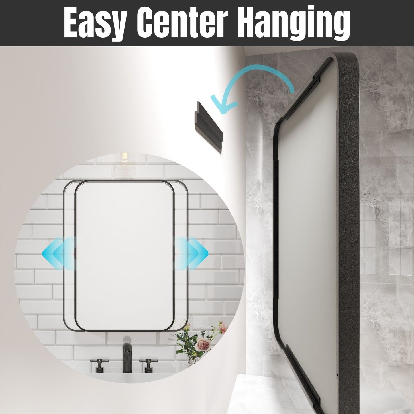Waterpar® 55 in. W x 30 in. H Rectangular Aluminum Framed Wall Bathroom Vanity Mirror