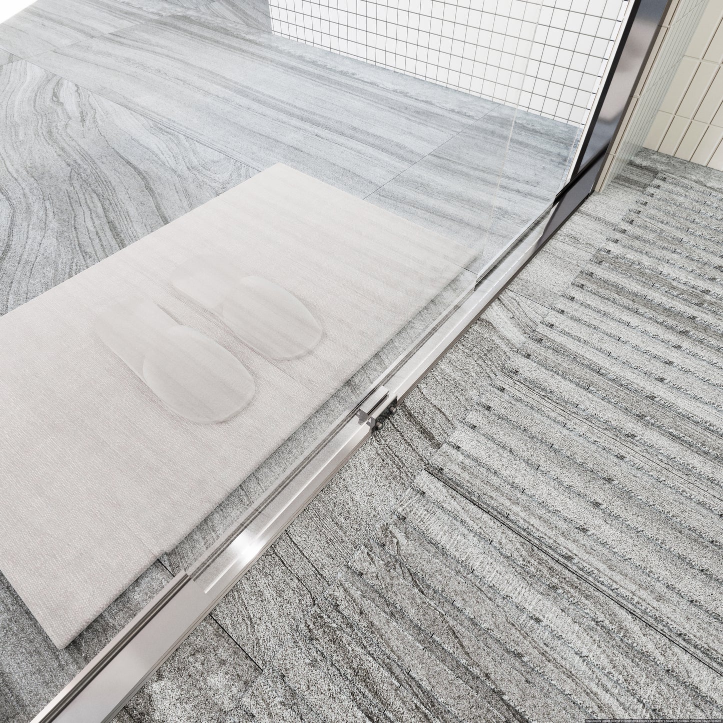 Waterpar® 56-60 in. W x 72 in. H Sliding Semi-Frameless Shower Door with Double Towel Bars
