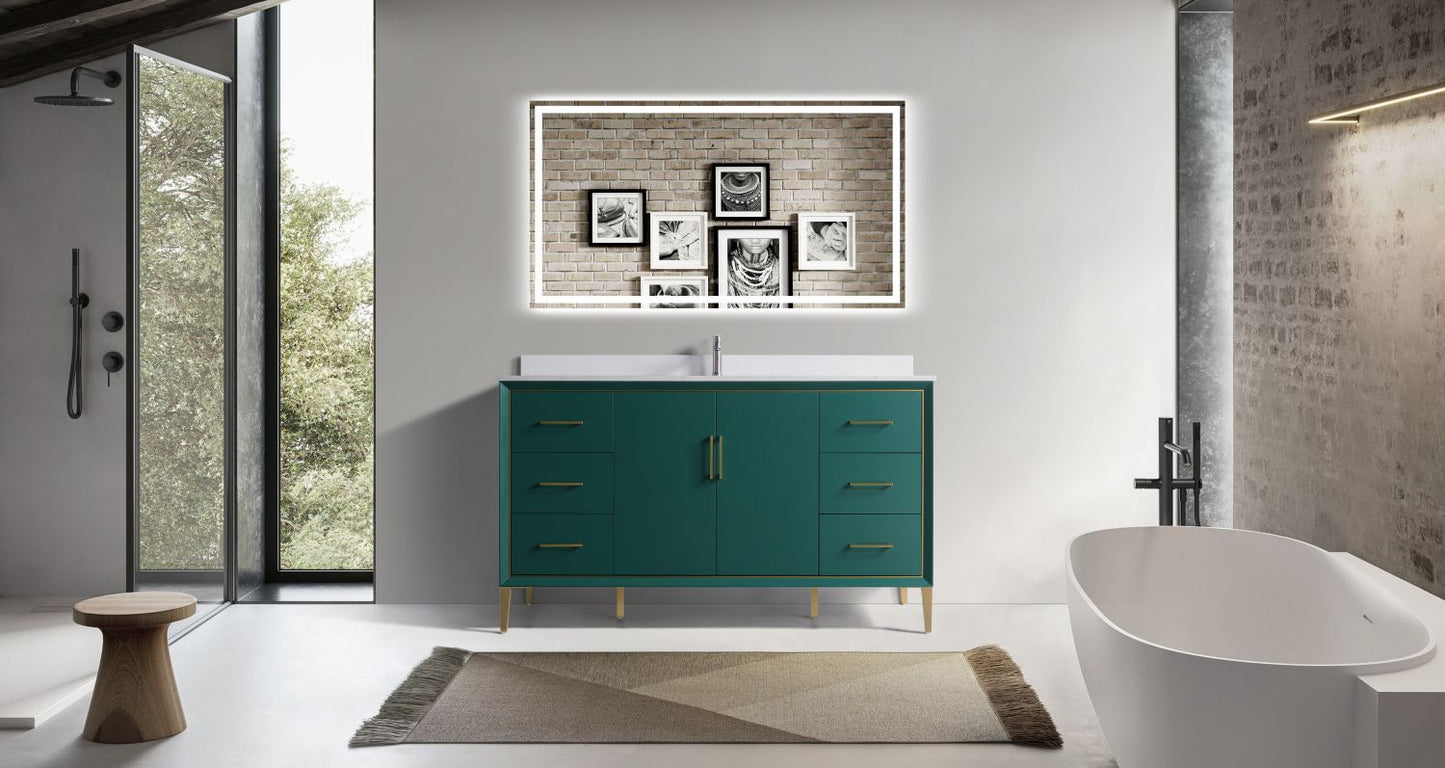 Waterpar® 60 in. L x 22 in. W x 35 in. H Bathroom Cabinet with Single Ceramic Sink