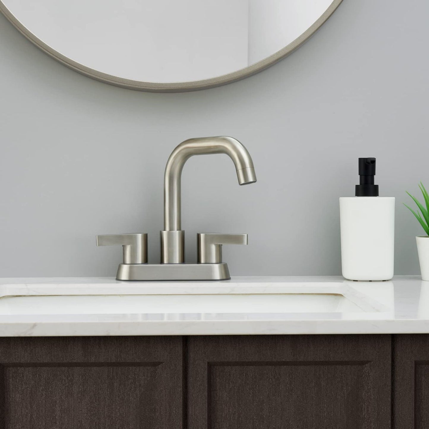 Waterpar® 4 in. Centerset Double Handle Bathroom Faucet with Pop-up Drain and ‎Supply Hose