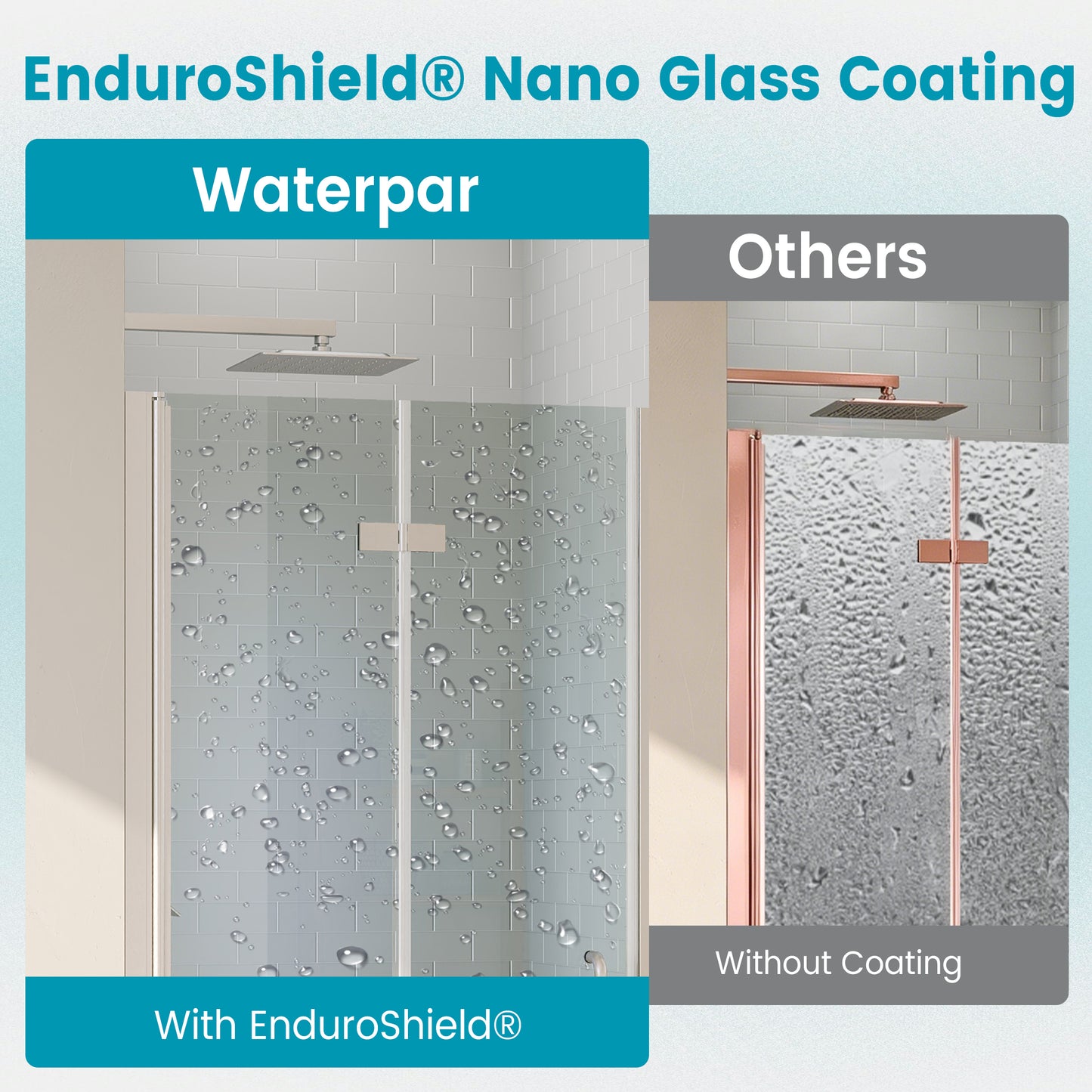 Waterpar® Bi-Fold Minimalist Semi Frameless Shower Door in Brushed Nickel with Clear Glass