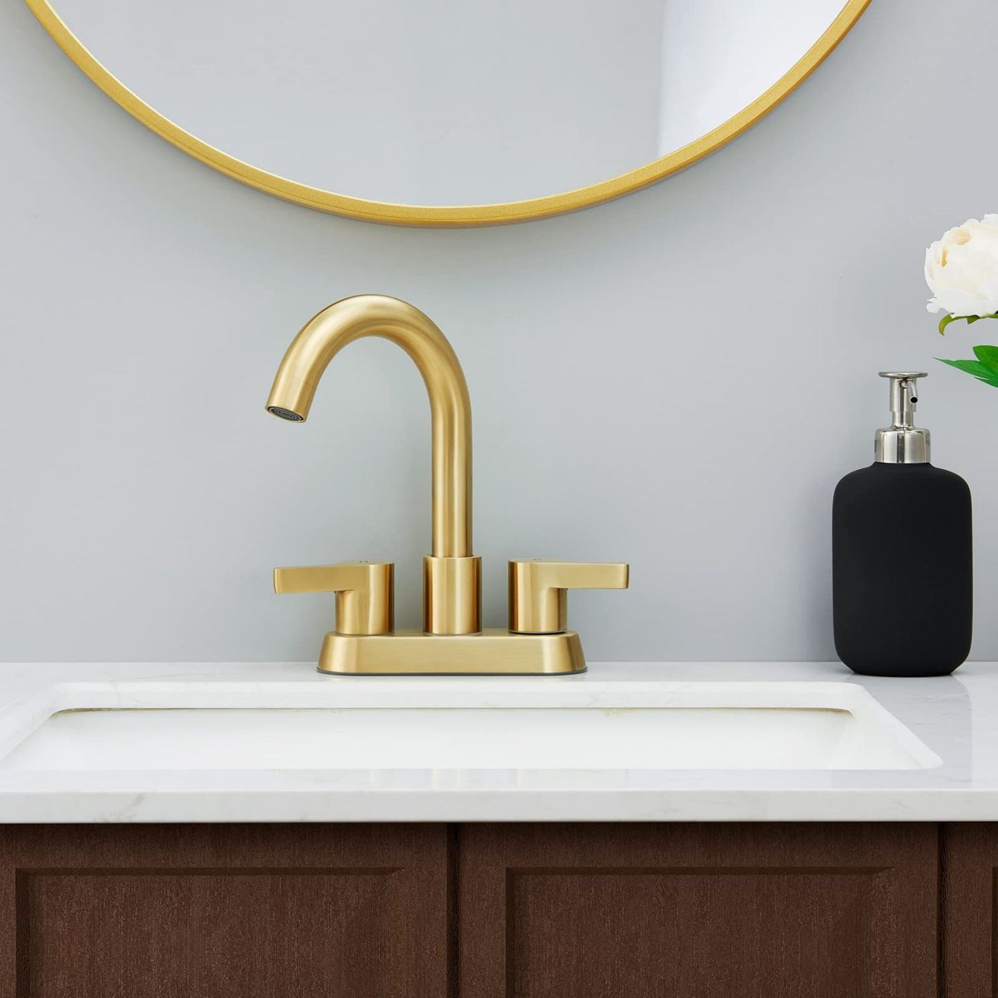 Waterpar® 4 in. Centerset Double Handle Bathroom Faucet with Supply Hose and Pop-up Drain