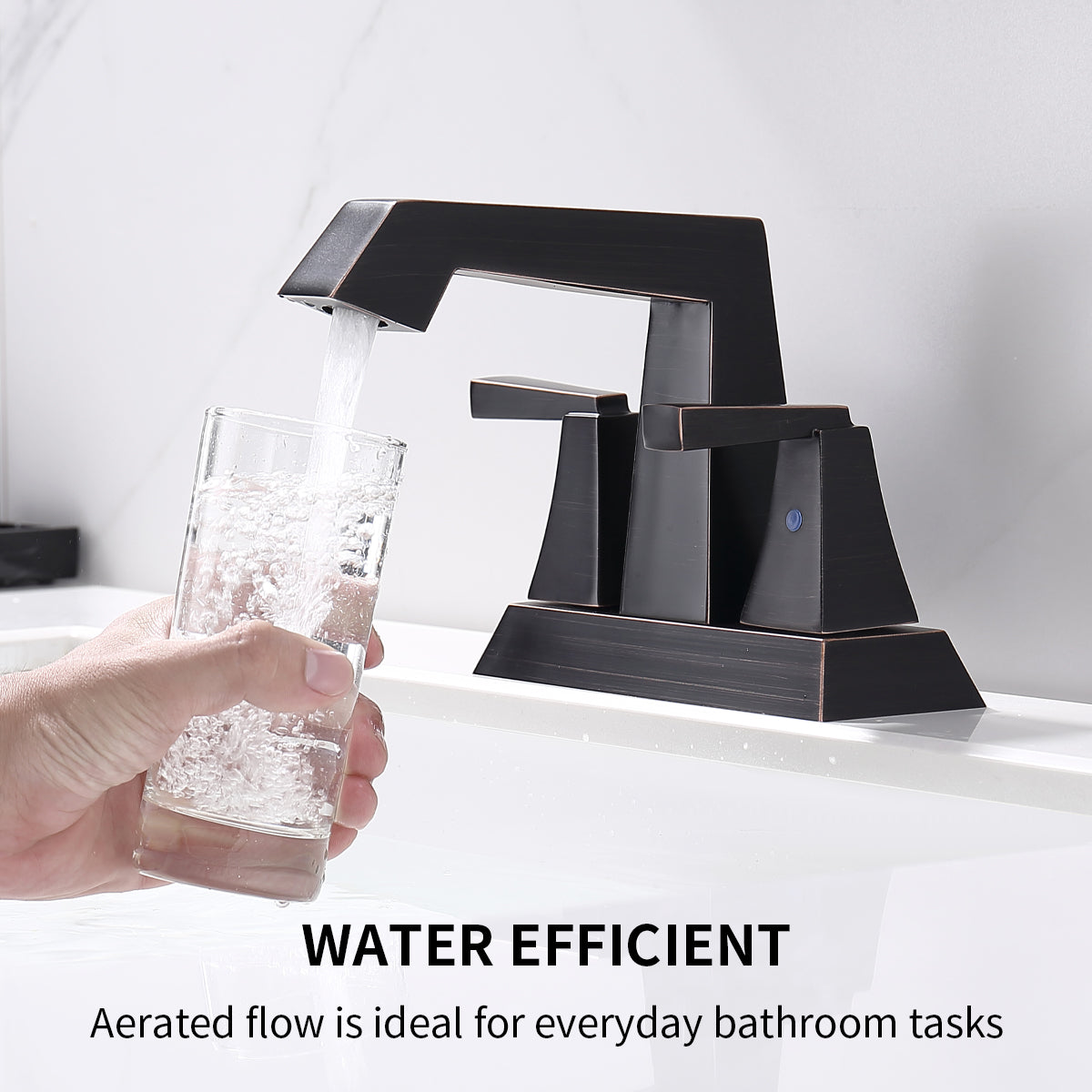 Waterpar®  4 in. Centerset Double Handle Bathroom Faucet with Pop-up Drain and ‎Supply Hoses