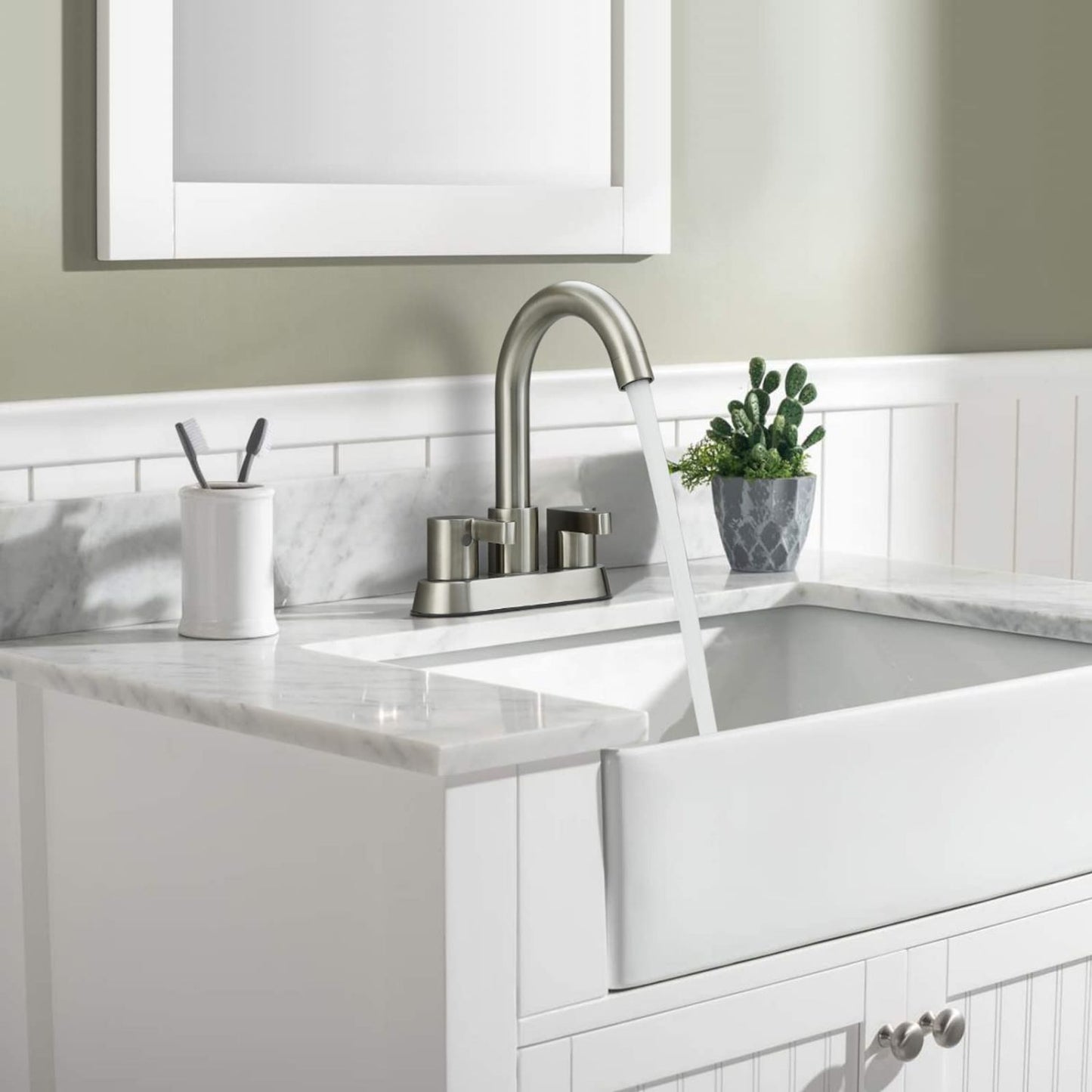 Waterpar® 4 in. Centerset Double Handle Bathroom Faucet with Supply Hose and Pop-up Drain