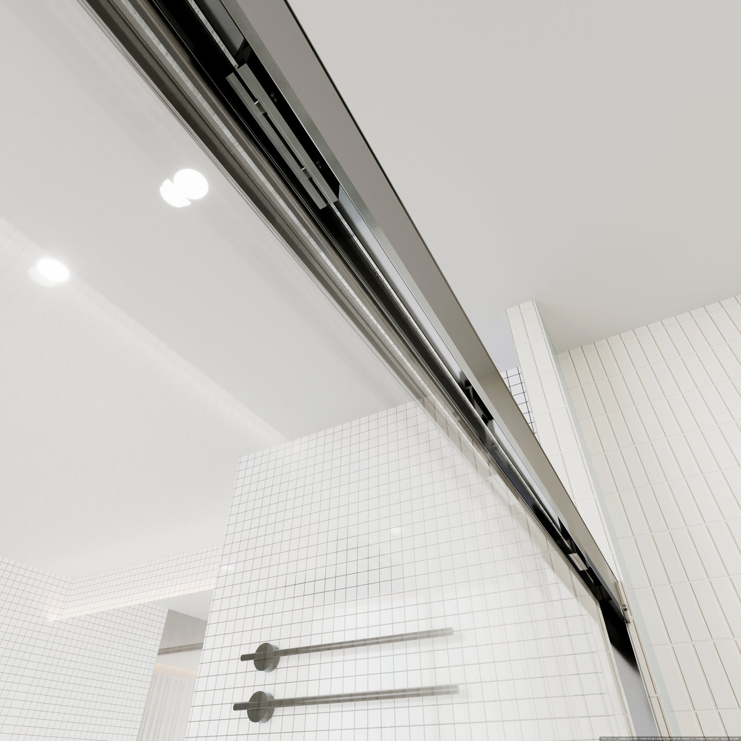 Waterpar® 56-60 in. W x 72 in. H Sliding Semi-Frameless Shower Door with Double Towel Bars