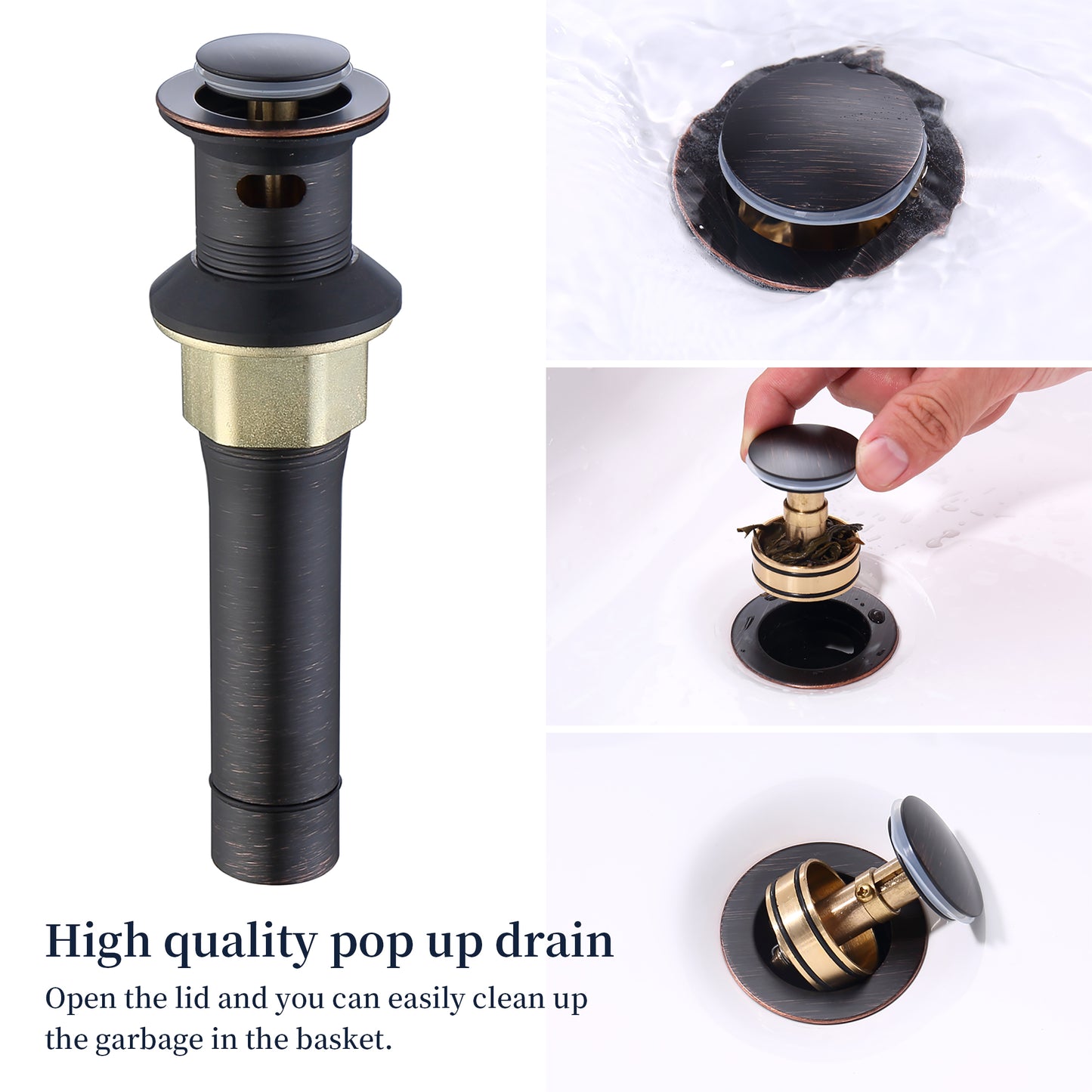 Waterpar®  4 in. Centerset Double Handle High Arc Bathroom Faucet with Pop-up Drain and ‎Supply Hoses